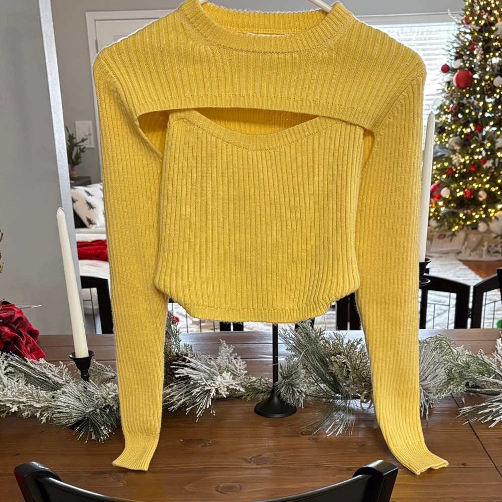 Astr Yellow Off-the-Shoulder Sweater